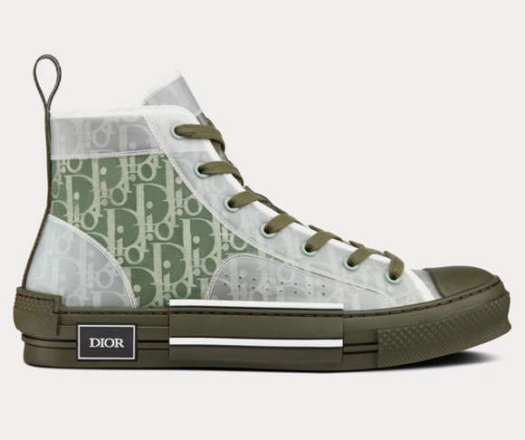 Dior Other - Dior Mens B23 Green Oblique Logo Transparent High Top Lace Up Flat Sneaker 44 11